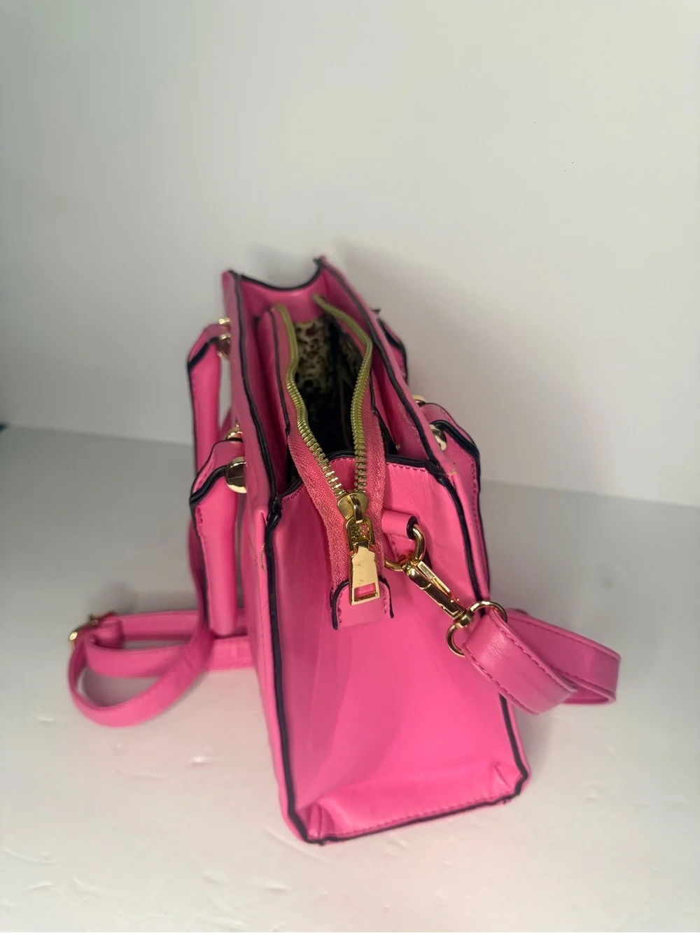 Pink Butterfly Embossed Crossbody Satchel